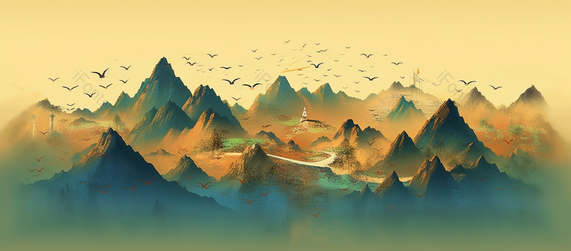白鹭山峰山脉山水国画背景图,插画/手绘图,插画/手绘图库,插画/手绘图下载,插画/手绘